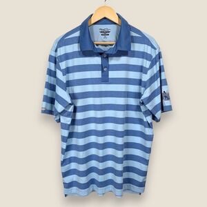 Vail Golf Club Straight Down Performance Polo Shirt Men XL Blue Striped Stretch